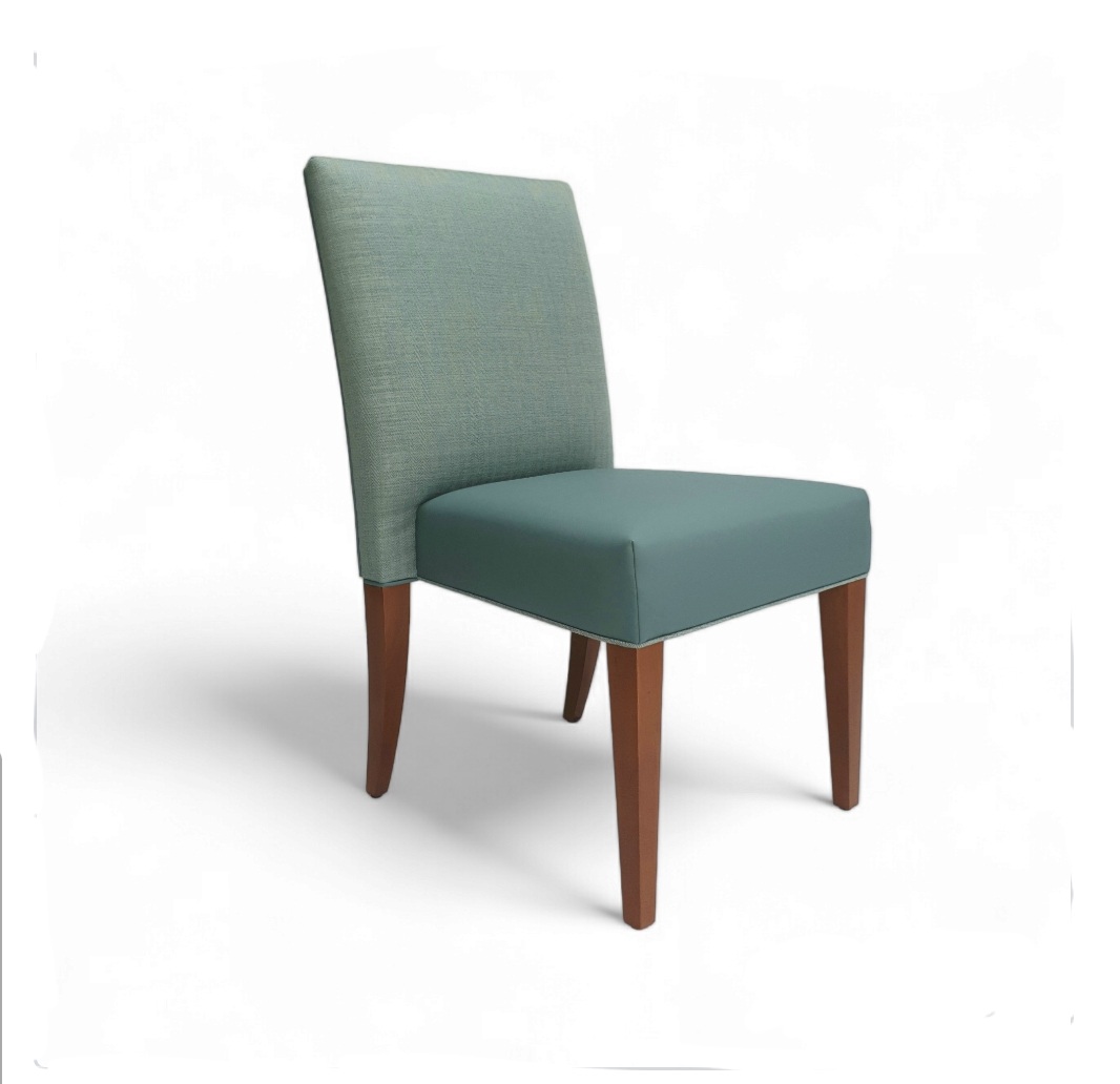 dining chair, bespoke, stacking chair, stackable dining chair, upholstered dining chair, English dining chair,