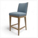 HAMILTON COUNTER STOOL UPHOLSTERED IN ALTFIELD LEATHER AND ANNA FRENCH BOTANNICAL FABRIC