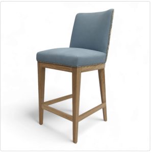 HAMILTON COUNTER STOOL UPHOLSTERED IN ALTFIELD LEATHER AND ANNA FRENCH BOTANNICAL FABRIC